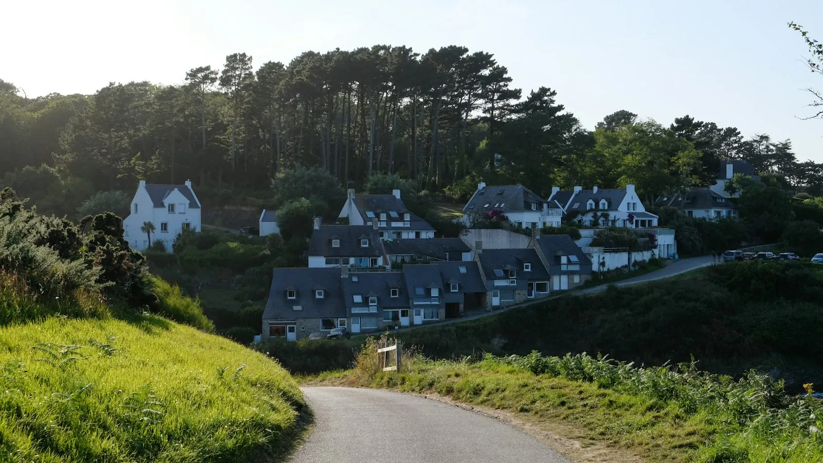 Maisons blanches aux toits d'ardoise à Belle-Île-en-Mer